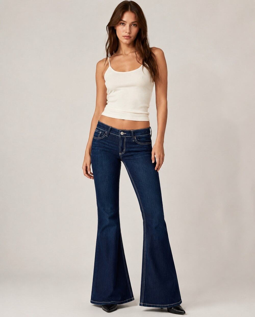Y2K Indie Sleazes Paris Blues Denim Women's Flare Jeans Size 7 Dark Wash Indigo